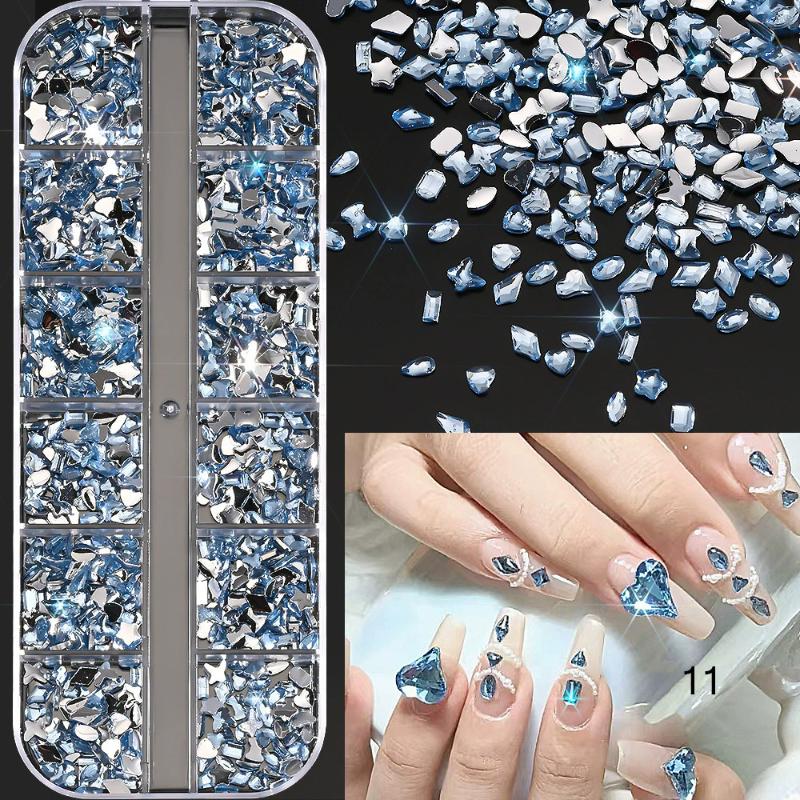 Mix 3D Flatback Nail  12 Grids Mini  Diamonds For Nail Art Glitter Charm Decorative Diy Manicure Art Accessor