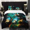 3pcs Luxurious Teal And Golden Butterfly Bedding Set, Including a Duvet Cover Designed for an Elegant Butterfly-Themed