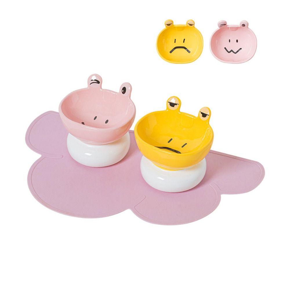 Ceramic Pet High Foot Bowl Cute Dog Food Feeding Basin Pet Drinking Feeder Kitten Puppy