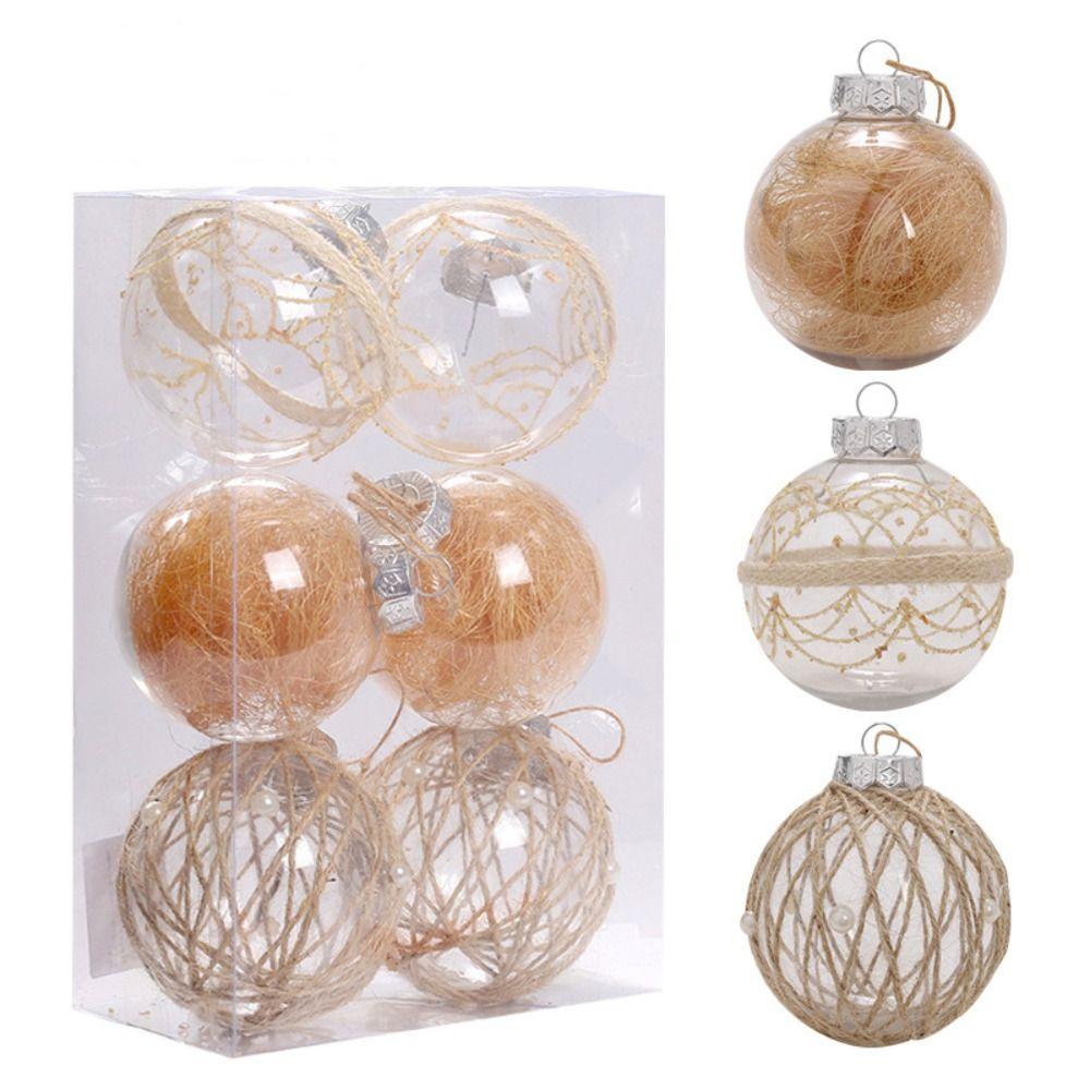 6 STÜCKE/ 1 Satz 8cm Weihnachtskugel Set Transparent Christbaumkugeln Christbaumkugeln Schaufenster