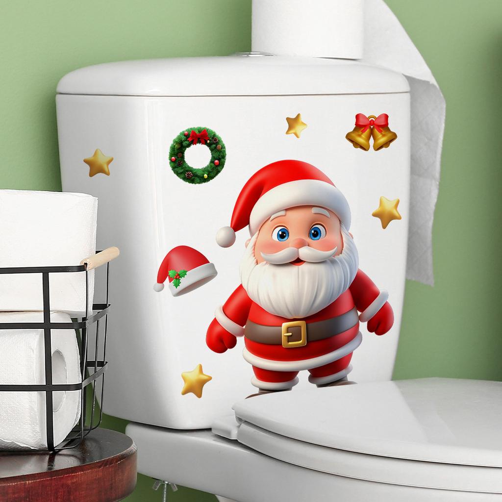 Pine Cone Santa Claus Christmas Wall Sticker Self Adhesive Removable Living Room Bedroom Holiday Decor
