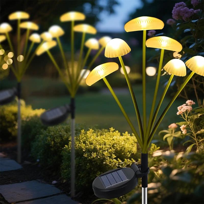 Solar Garden Jellyfish Lights Outdoor Mushroom Stakes Lights with Swaying LED Firefly Decorations for Patio Pathway Christmas