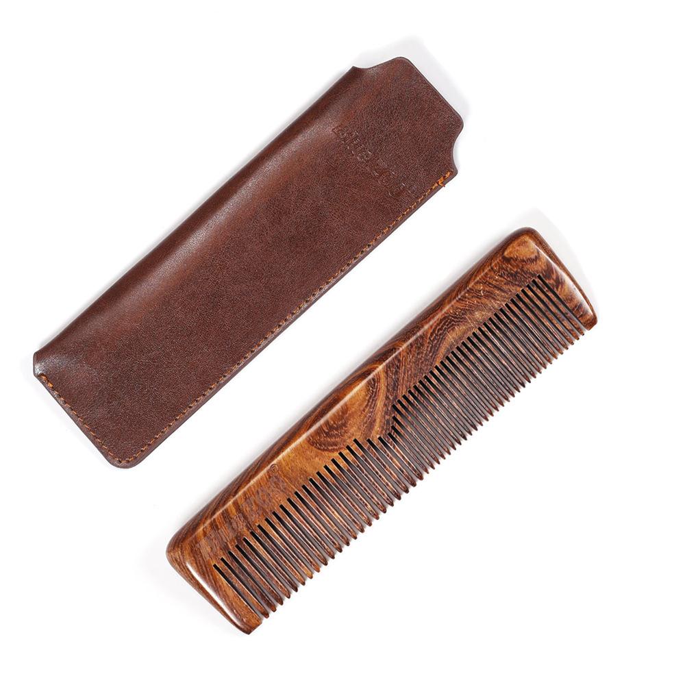 Classical Exquisite Lady Birthday Gift Black Gold Sandalwood Comb, Portable Thick and Fine Tooth Long Comb, Natural Sandalwood