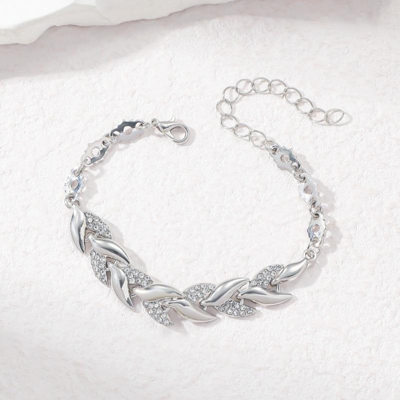 Personalized Willow Leaf Diamond Bracelet Necklace Set Glitter Full Diamond Banquet Party Jewelry