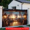 Nautical Pirate Ship Backdrop - Sunset Deck Lanterns Ocean Background