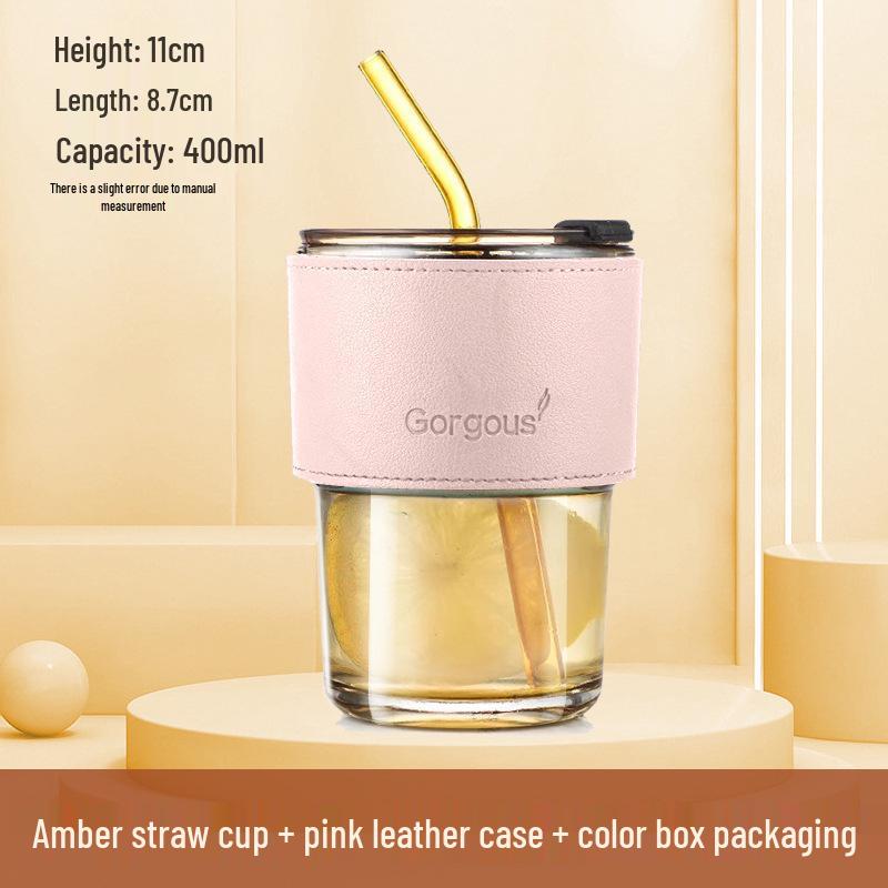 Bamboo Glass Cup: Versatile & High-Value Double-Walled Cup with Straw for Water, Coffee, & More - Premium Souvenir