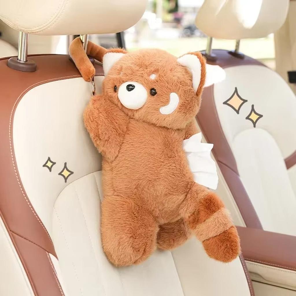 Car tissue box hanging cute doll bear car paper box Car seat back multi-functional tissue bag car supplies