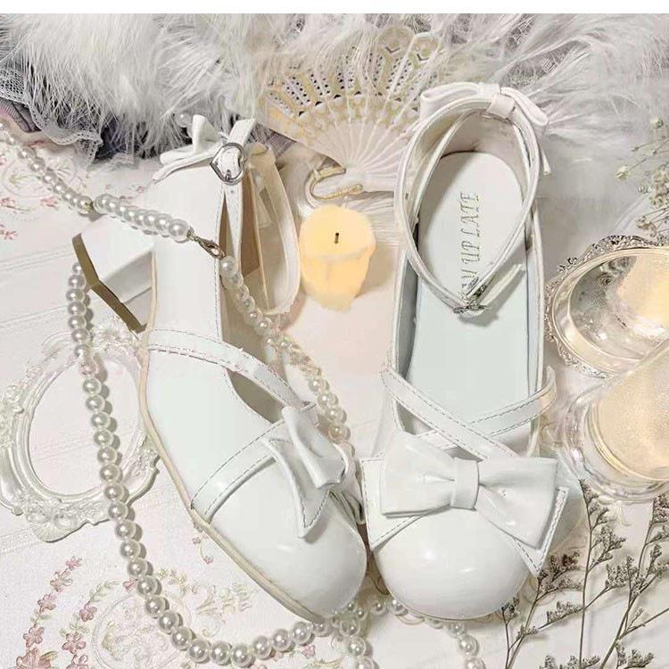 Mary Jane shoes women's summer 2025 new cross with bow Lolita elegant round head thick heel single shoes women