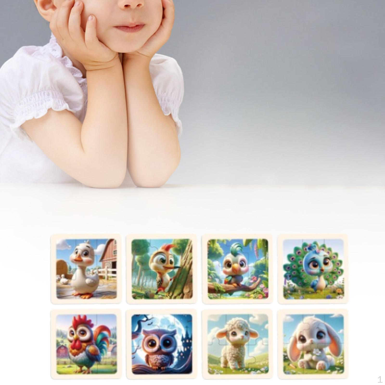 

8 частей Монтессори головоломки головоломки Stem Творческая обучающая игрушка для малышей Animal Puzzle