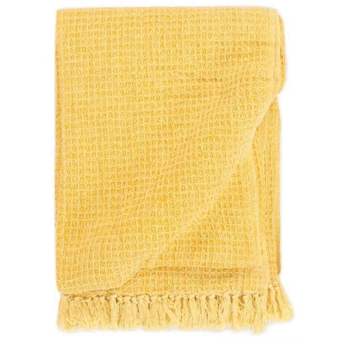 Cover - vidaXL - Mustard Yellow - 220 X 250 Cm - 100% Cotton - Stone Washed