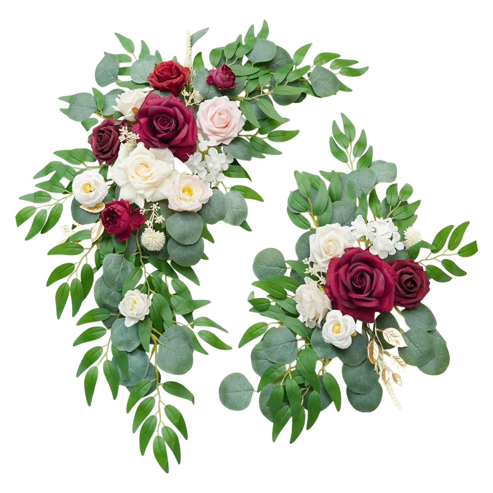 2x Wedding Arch Flowers Decoration Rustic Artificial Floral Swag for Wall Mantel