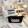 Lace Trim Pencil Pouch Large Capacity Stationery Organizer Star Checkered Pattern Pen Bag  Gift