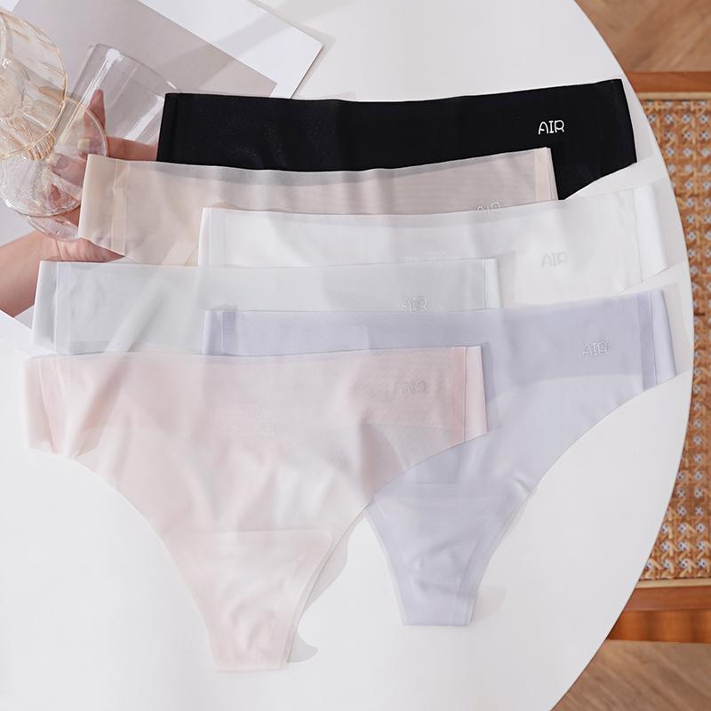 TERMEZY Women’s Sexy Ultra-Thin Thongs One-Piece Seamless Ice Silk Panties Solid Color Breathable “Mask” Panties