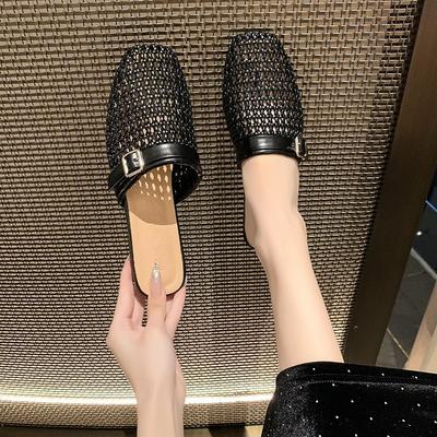 Mode Dames Mesh Muiltjes Schoenen Luxe Nieuwe Pantoffels Flats Sandalen 2025 Designer Hol Zomer Slingback Casual Schoenen Gesp Vrouw Zapatos