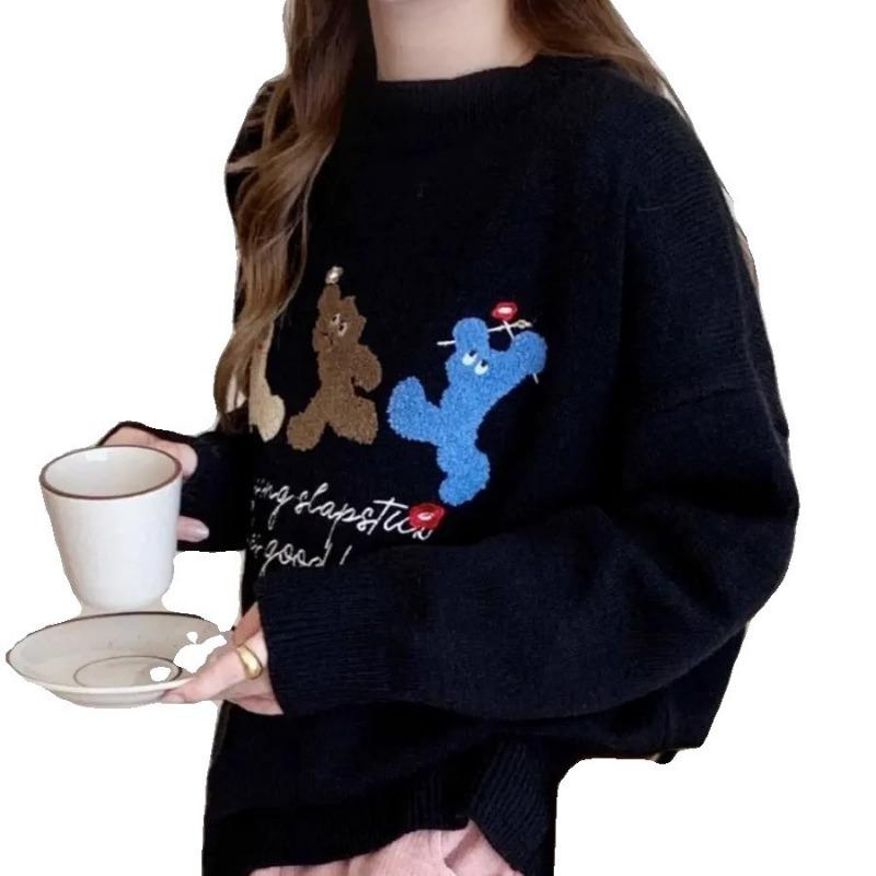 Pullover sweater women's autumn and winter new loose sweet soft waxy college style knitted sweater versatile top