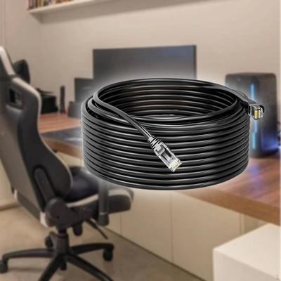 כבל אתרנט Cat6E שחור קל להתקנה PVC רשת אינטרנט גיגהביט חוט רשת