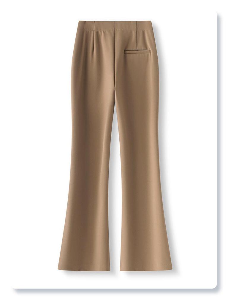 Women's Black Flared Pants - High-End Casual Draping for Spring 2025