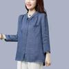 Cotton and Linen Shirt Women's Spring and Autumn Loose and Thin Western Style Women's Loose All-match Blouse Shirt