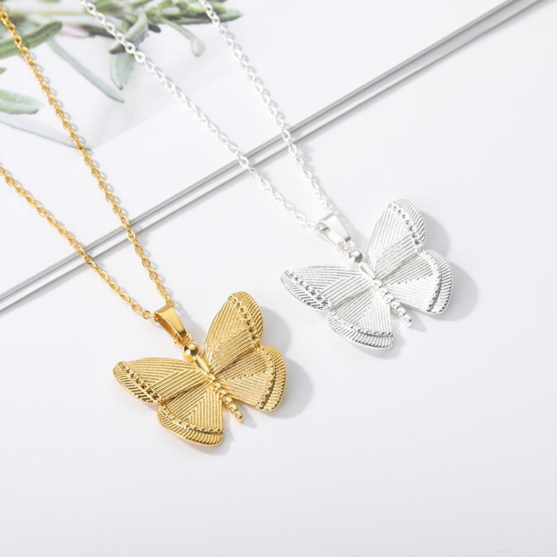 Stylish Fashionable Graceful Female Versatile Butterfly Pendant Necklace Stainless Steel Pendant Casual Gathering Gathering Pendant Necklace