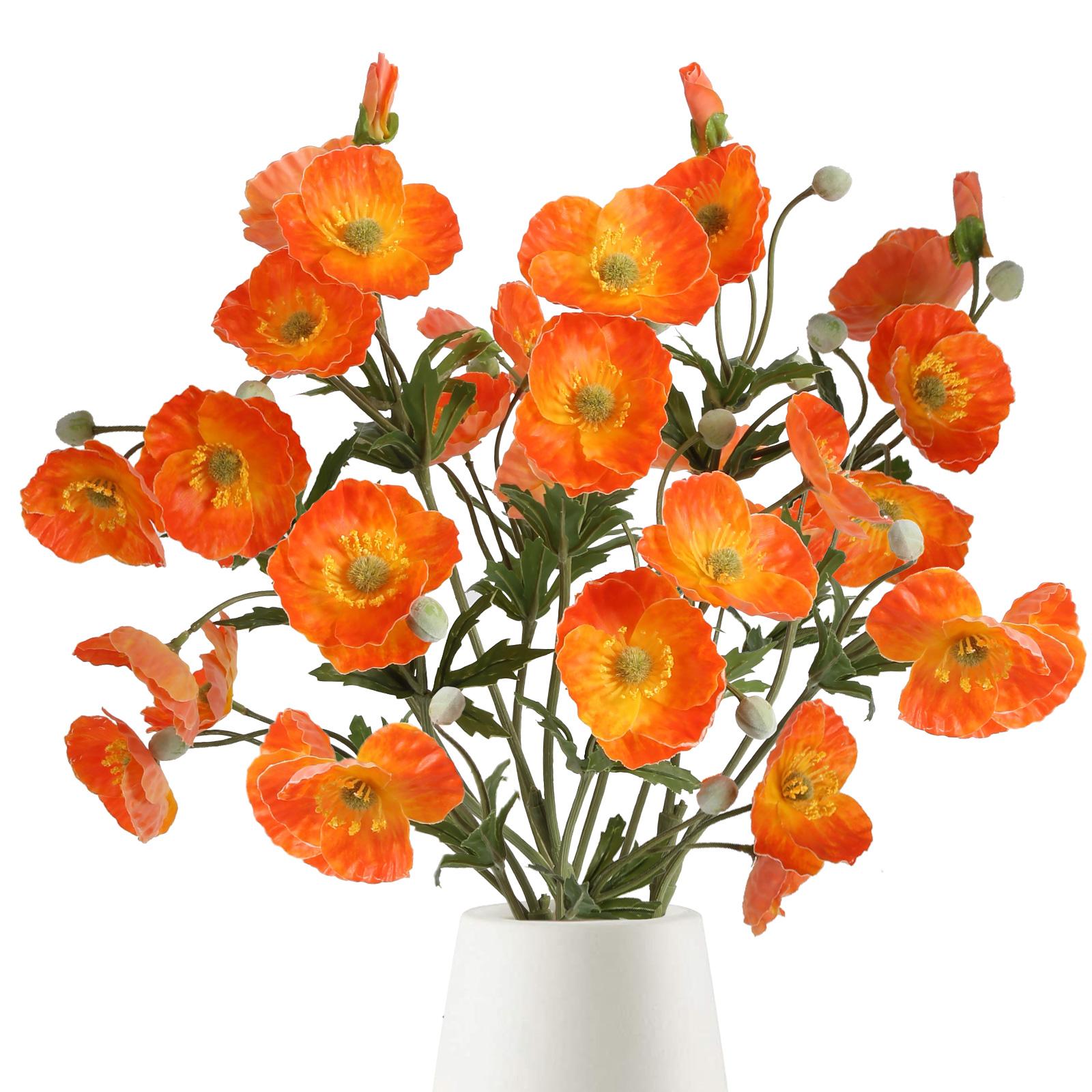 

4 шт. шелковых букета для домашнего декора, искусственные цветы мака, свадьба, украшение стола и вечеринки, искусственные цветочные композиции своими руками оранжевый
