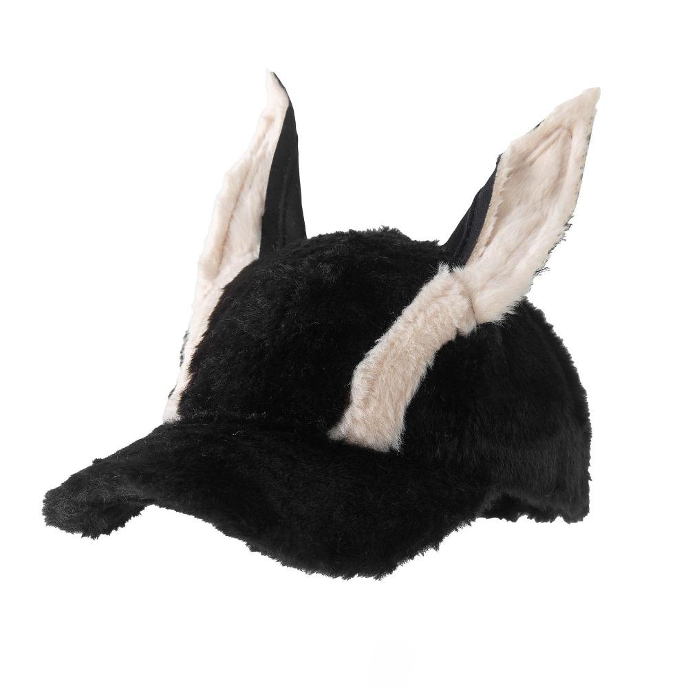 Curved Brim Dog Ear Baseball Cap Soft Fluffy Ear Cap Kawaii Faux Fur Hat  For Women