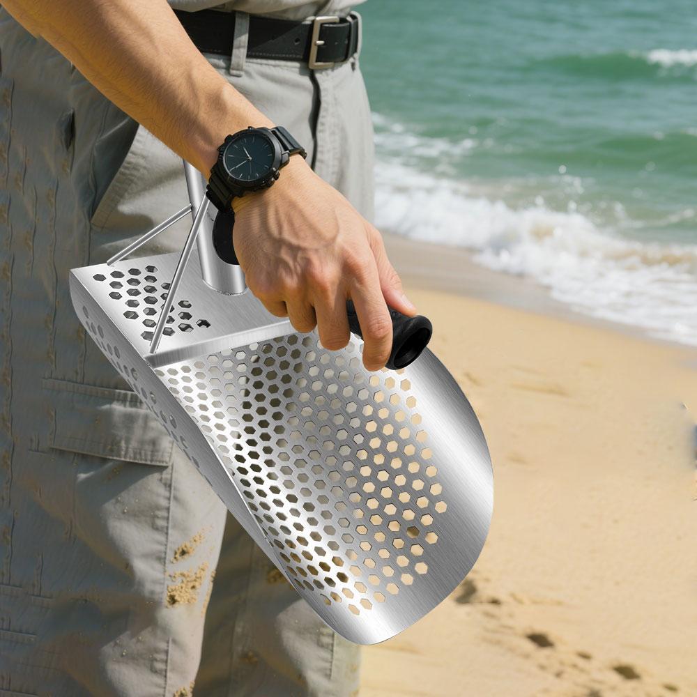 Hot Sell Metal Hunter Sand Scoop Rustproof Stainless Steel Construction with Reinforced Sieve & Optional Ergonomic Grip Handle