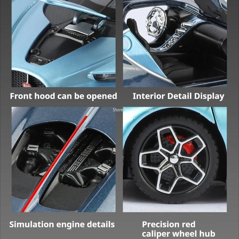 1:24 Scale Tourbillon Atlantic Car Model Toy Metal Diecast Shock Absorption Doors Opened Supercars Table Top Decoration