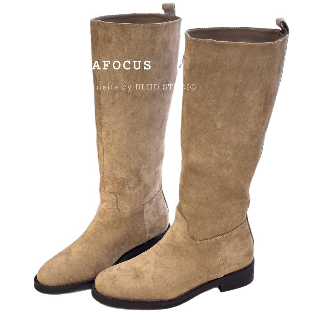 Autumn and Winter New Leather Thick Heel Boots Women's Thin Tall Boots But Knee Elastic Thin Boots Thick Leg Knight Boots