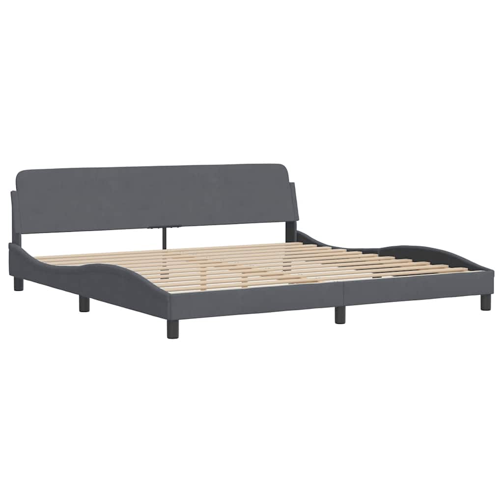 Bed Frame without Mattress Hanko Dark Grey 200x200 cm Velvet