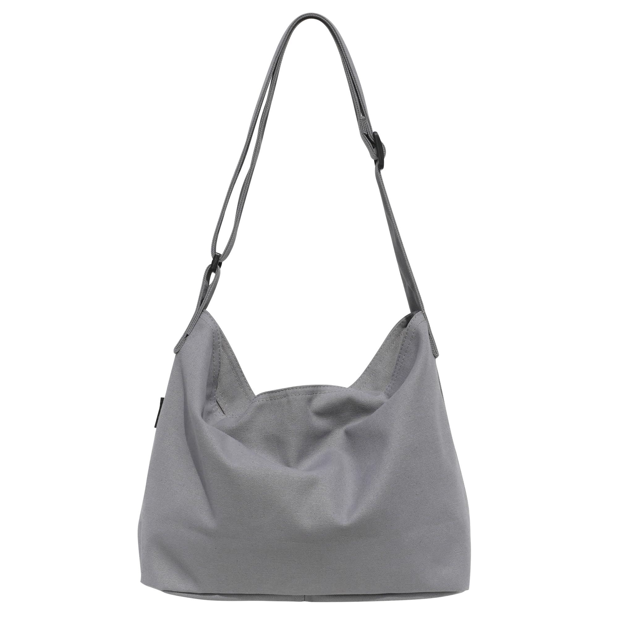 

pieka Canvas Tote Bag with 3 Pockets and Zipper, Shoulder Strap for Men and Women (Gray)