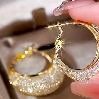 Gold Color Metal Hollow Mesh Earrings Luxury Exquisite Party Engagement Wedding Dangle Earrings for Women