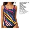 Women Swimsuit Tops U-Neck Sleeveless Striped Print Vest Suspender Chest Pad Beach Style Vest Tops Vacation Party Wear