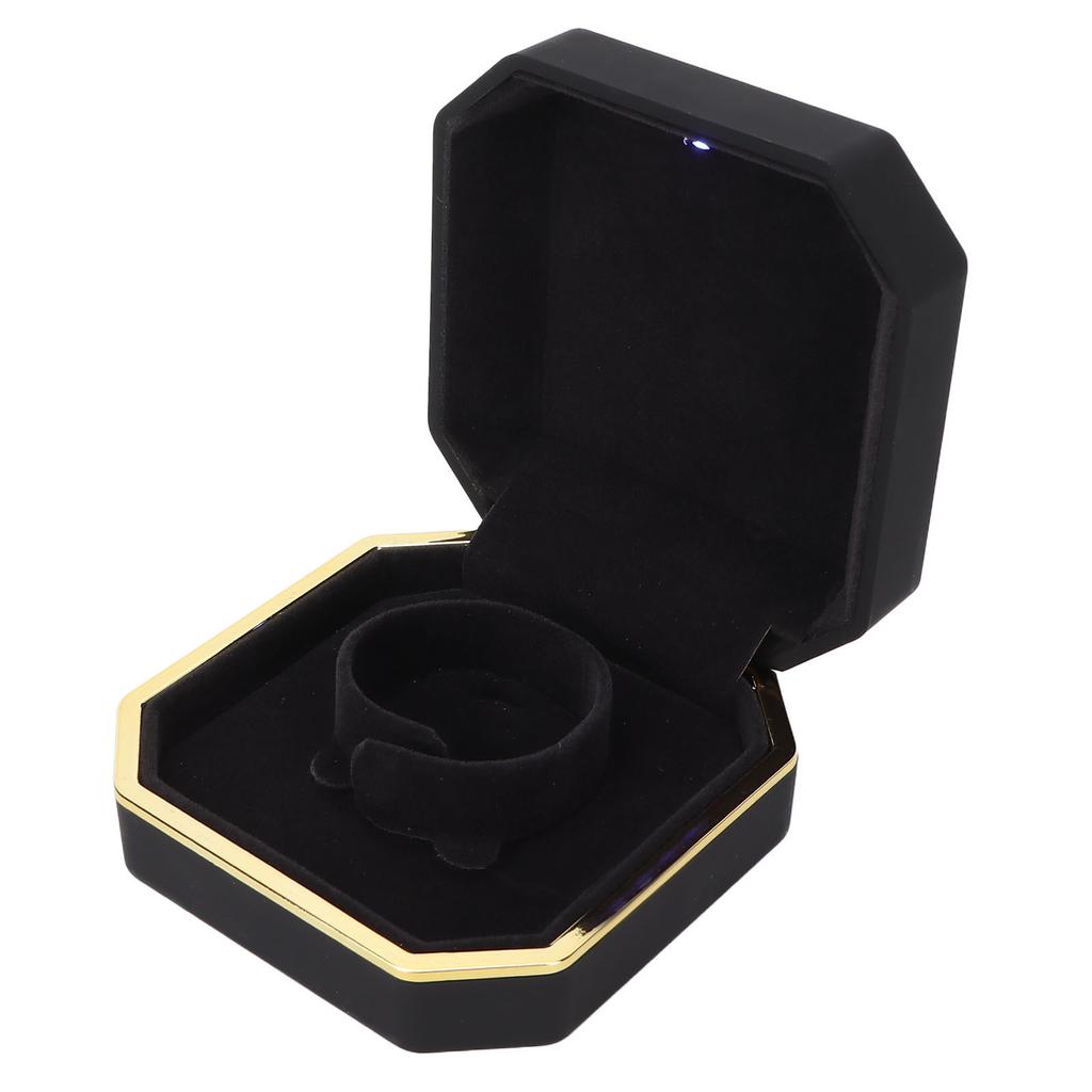 Exquisite Bracelet Gift Box Portable Jewelry Storage Display Case with Light for Marriage ProposalBlack