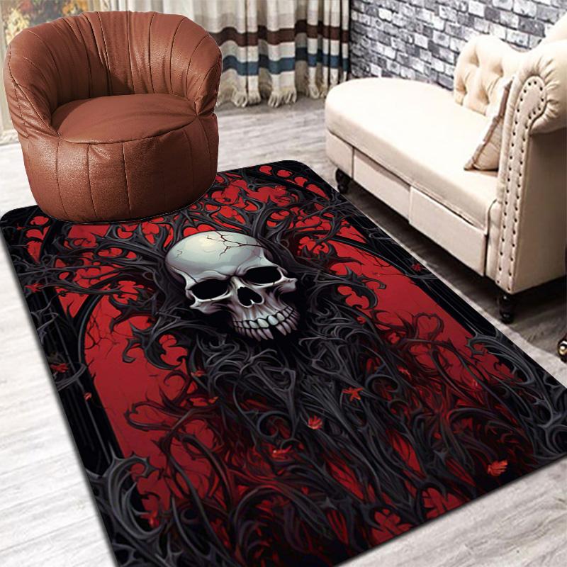 Skull with Ornate Details Rug Floor Mat for Living Room or Bedroom Soft and Comfortable Carpet a Gift for Birthday and Holiday.ZFF0913189