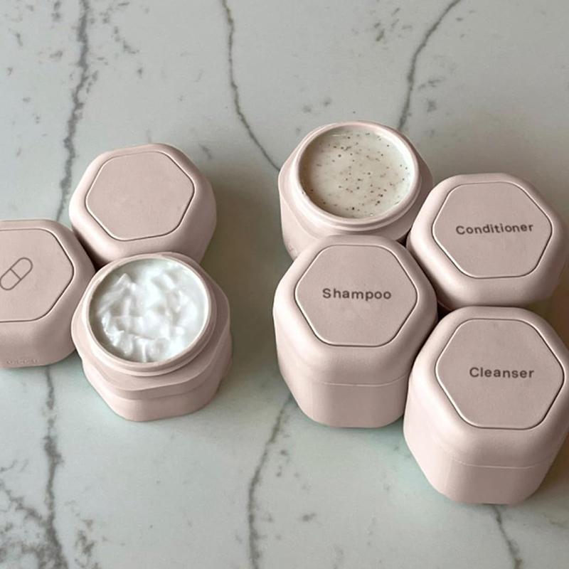 2/3Pcs Travel Container Magnetic Storage With Lids Cosmetic Dispenser Stacking Design Bottle For Face Cream Sunscreen Organizer