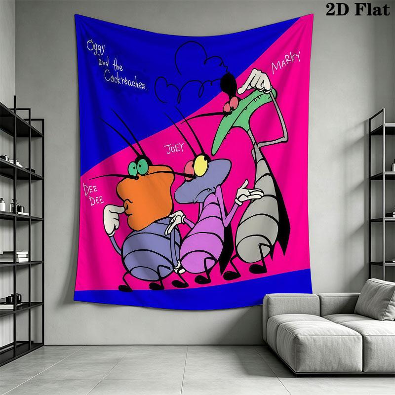 Oggy Wall Tapestry Aesthetic Wall Hanging Printed Fabric Blanket Decorative Tapestries for Bedroom Living Room Home Decor