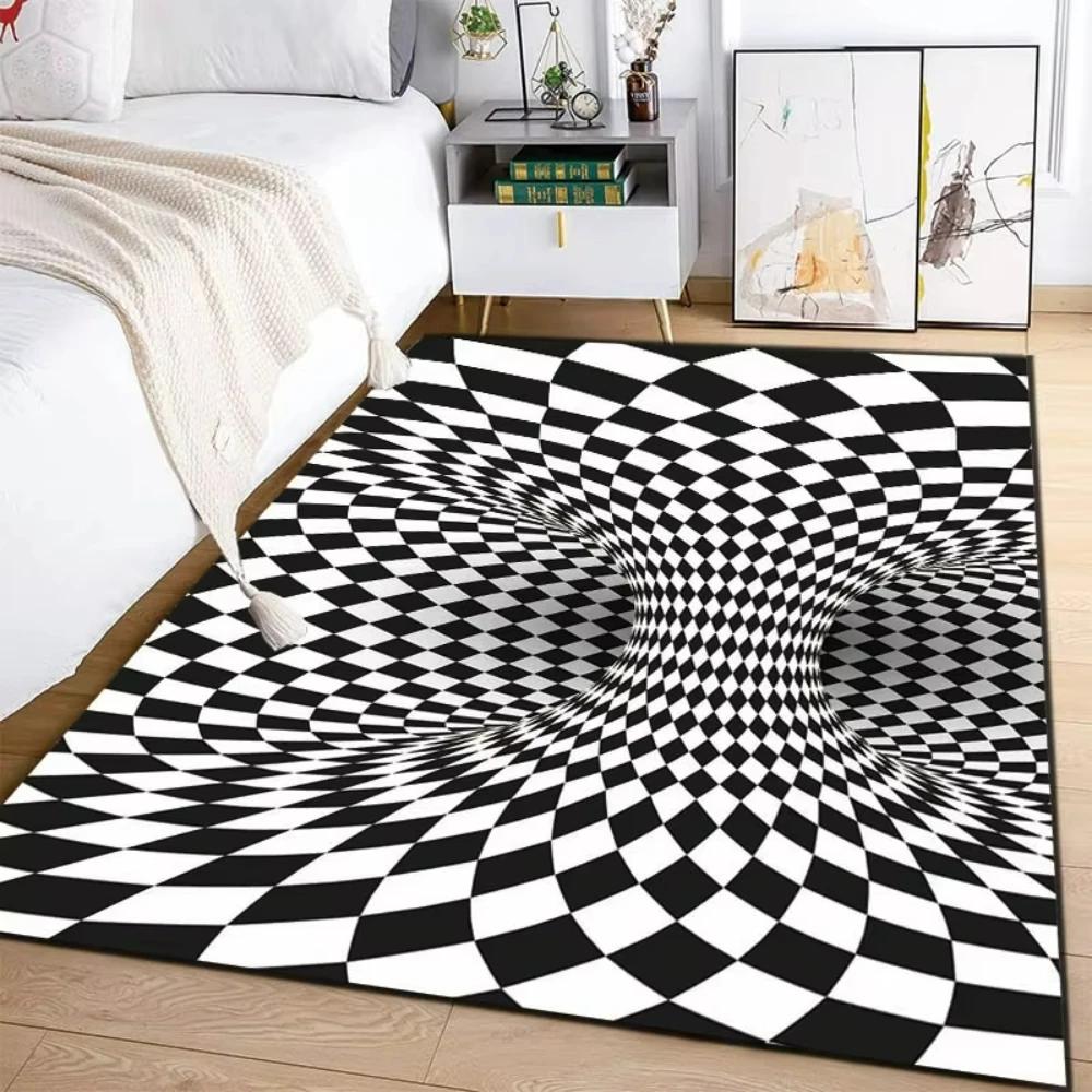 3D Vortex Illusion Carpet Rug for Living Room Decor Bedroom Area Floor Mat Abstract Geometric Optical Vertigo Carpet Non-slip