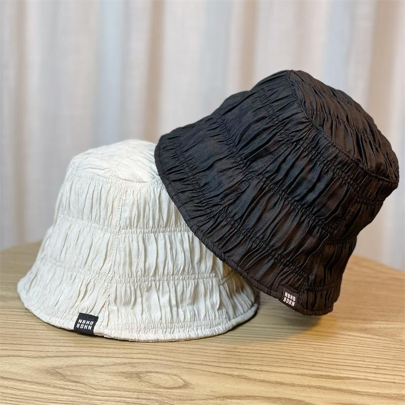 And Spring Autumn Pleated Air Sense Womens Fisherman Hat Plain Face Hat Mask