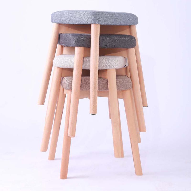 Modern Light Luxury Solid Wood Dressing Stool for Bedroom Makeup Table