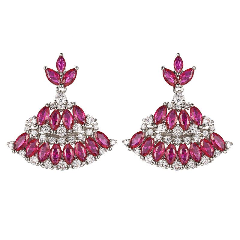 Jewelry Set Earrings Necklace Ring Bohemian Color Red Corundum Ethnic Charm Su Women's