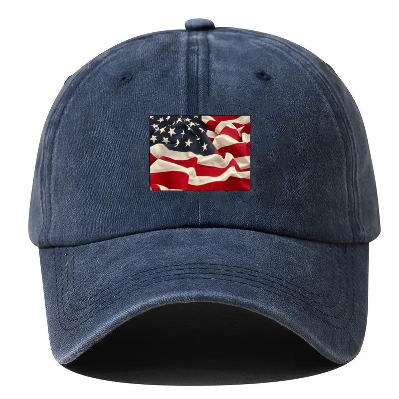 American Flag Baseball Cap Vintage Patriotic Washed Adjustable Soft Outdoor Casual Headwear Unisex