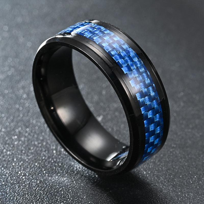 Fashion Men Ring High Quality Titanium Stainless Steel Blue Carbon Fiber Rings For Men Women Wedding Party Charm Jewelry Gifts
