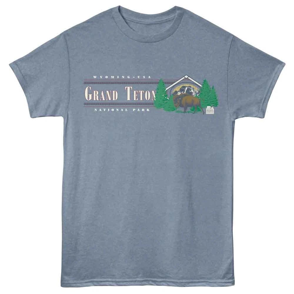 National Parks - Grand Teton Buffalo - American Classics - Blue Heather  Sh 160