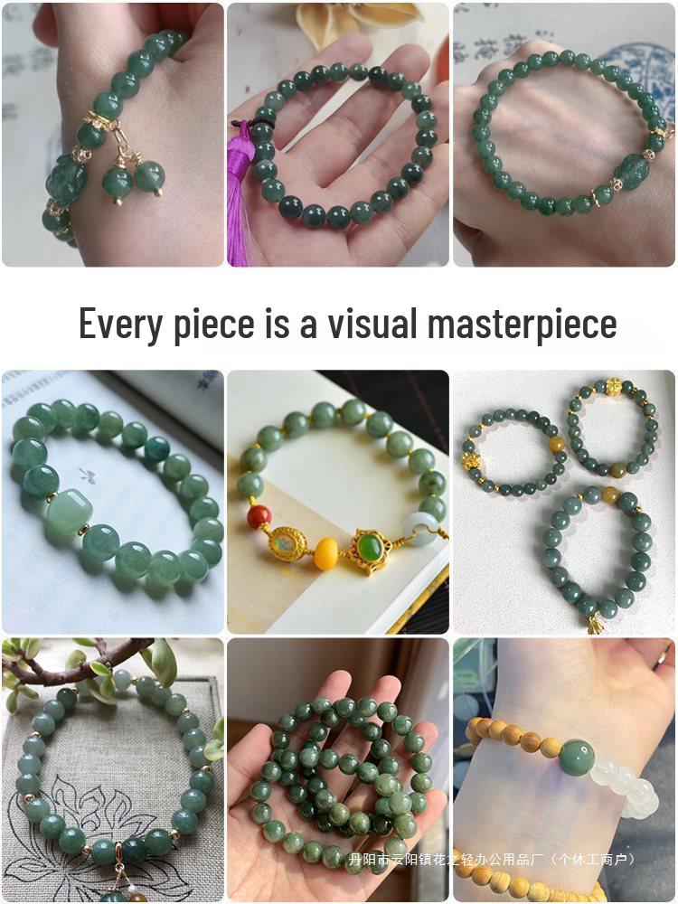 Green Jade Chalcedony Beads for DIY Bracelets - Natural Icy Loose Stone Beads