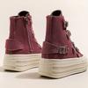 Women's High Canvas Shoe Design Buckle Strap Zip Simplicity Female Shoes Street Grace Waling Shoes