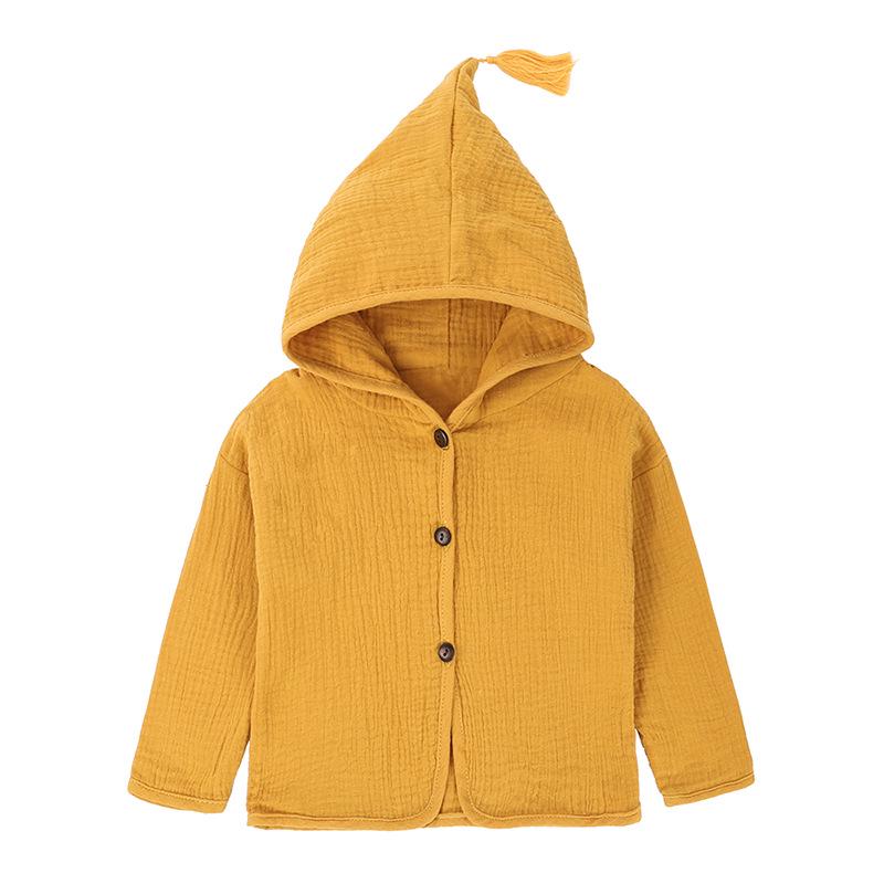 

Multi-Color Hooded Cotton-Linen Cardigan for Girls 110 cm жёлтый