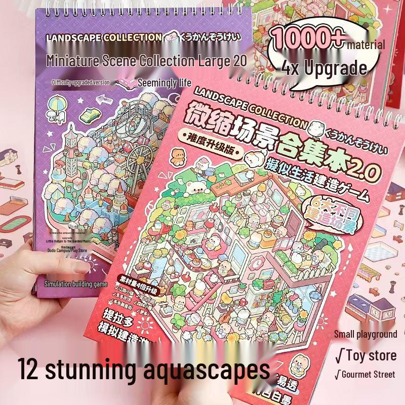 3D-Aufkleber mit Cottage-Szene: Miniatur-Landschaftsbau & DIY Journal Set