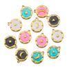 5pcs Gold Color Stainless Steel Enamel Moon Love Medal Heart Charms Pendants for DIY Earrings Necklace Jewelry Making Supplies
