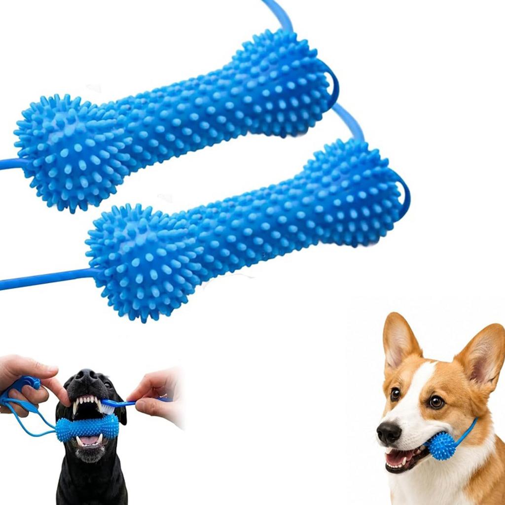 PVC Dog Chew Toys with Pull Rope Dual-Action Canine Dental Prop Bite-Resistance Dental Cleaning Chew Toy for Dogs Training