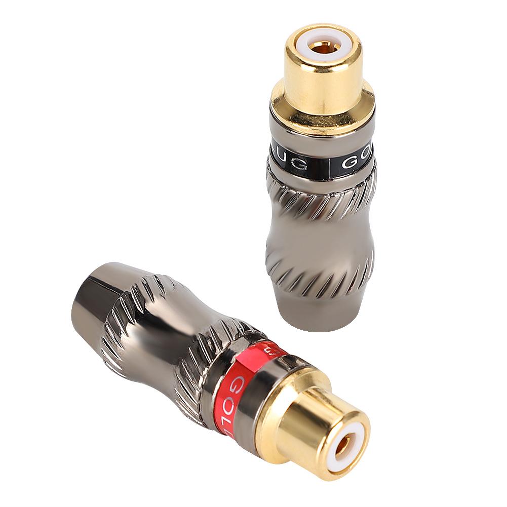 2PCS Zinc Alloy Gold Plated RCA Female Soldering Plug for DIY O Cable Extension Cable